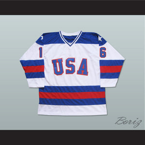 1980 Miracle On Ice Team USA Mark Pavelich 16 Hockey Jersey White