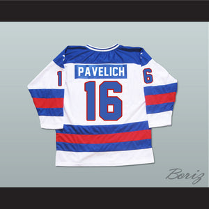 1980 Miracle On Ice Team USA Mark Pavelich 16 Hockey Jersey White