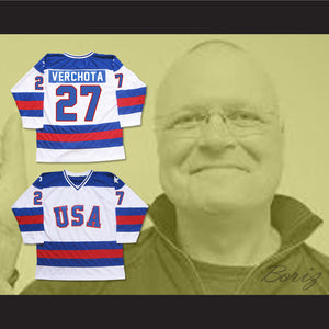 1980 Miracle On Ice Team USA Phil Verchota 27 Hockey Jersey White