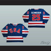 Load image into Gallery viewer, 1980 Miracle On Ice Team USA Buzz Schneider 25 Hockey Jersey Blue
