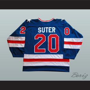 1980 Miracle On Ice Team USA Bob Suter 20 Hockey Jersey Blue