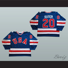 Load image into Gallery viewer, 1980 Miracle On Ice Team USA Bob Suter 20 Hockey Jersey Blue