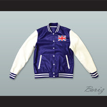 Load image into Gallery viewer, United Kingdom Blue and White Lab Leather Varsity Letterman Jacket