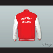 Load image into Gallery viewer, Urkel Vanderbilt Muskrats High School Red Wool and White Lab Leather Varsity Letterman Jacket