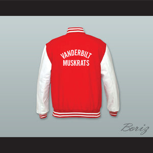 Urkel Vanderbilt Muskrats High School Red Wool and White Lab Leather Varsity Letterman Jacket