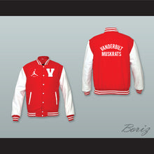 Load image into Gallery viewer, Urkel Vanderbilt Muskrats High School Red Wool and White Lab Leather Varsity Letterman Jacket