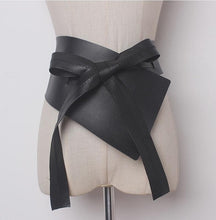 Load image into Gallery viewer, VGH 2020 Summer Irregular Bandage Female Belts Made Of Genuine PU Leather Cummerbunds Black Women Belt New Fashion