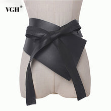 Load image into Gallery viewer, VGH 2020 Summer Irregular Bandage Female Belts Made Of Genuine PU Leather Cummerbunds Black Women Belt New Fashion