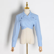 Load image into Gallery viewer, VGH Asymmetrical Slim Women&#39;s Blouses Lapel Collar Long Sleeve Casual Short Shirts Tops For Female Fashion Clothing 2020 Tide