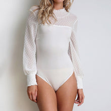 Load image into Gallery viewer, VITIANA Women White Solid Slim Casual Bodysuit Female 2018 Autumn Long Sleeve Lace Elegant Romper Streetwear Bodycon Playsuit