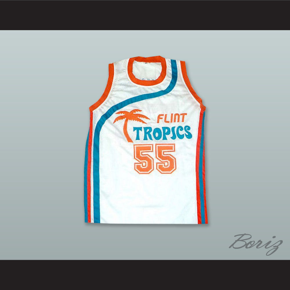 Vakidis 55 Flint Tropics White Basketball Jersey Semi Pro