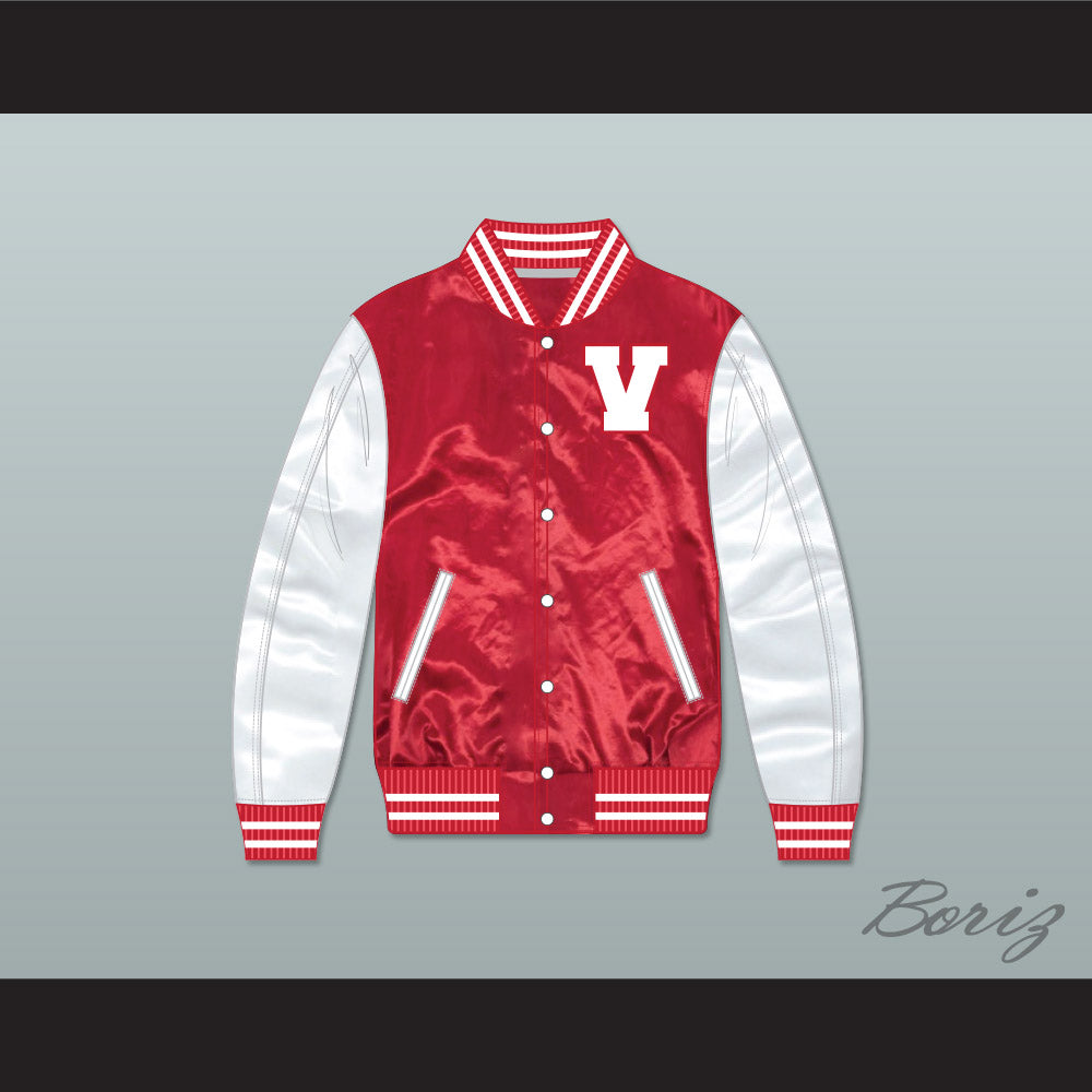 Vanderbilt Muskrats High School Red/ White Varsity Letterman Satin Bomber Jacket