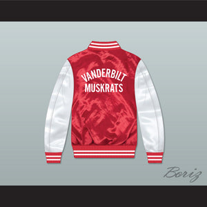 Vanderbilt Muskrats High School Red/ White Varsity Letterman Satin Bomber Jacket