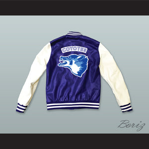 Varsity Blues West Canaan Coyotes Football Blue and White Lab Leather Varsity Letterman Jacket