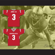 Load image into Gallery viewer, Velus Jones Jr. 3 Saraland High School Spartans Red Football Jersey 2