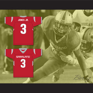 Velus Jones Jr. 3 Saraland High School Spartans Red Football Jersey 2