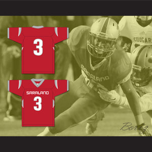 Velus Jones Jr. 3 Saraland High School Spartans Red Football Jersey 1