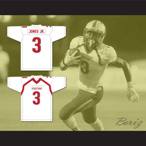 Velus Jones Jr. 3 Saraland High School Spartans White Football Jersey 2