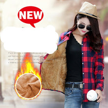 Load image into Gallery viewer, Velvet Thick Warm Women&#39;s Plaid Shirt Female Long Sleeve Tops M-XXL Winter Fleece Casual Check Blouse Autumn Clothes T77710A