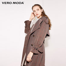 Load image into Gallery viewer, Vero Moda 2019 new plaid lapel temperament long trench coat|318309504