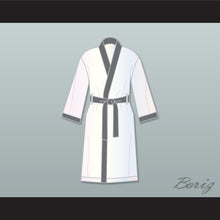 Load image into Gallery viewer, Viktor Drago White and Gray Satin Full Boxing Robe Creed II
