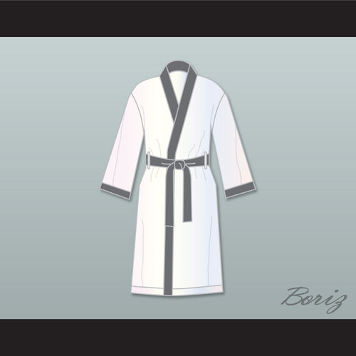 Viktor Drago White and Gray Satin Full Boxing Robe Creed II
