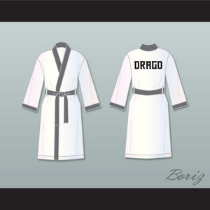 Viktor Drago White and Gray Satin Full Boxing Robe Creed II