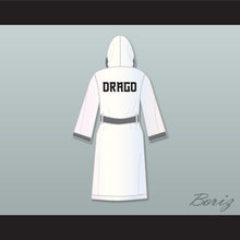 Load image into Gallery viewer, Viktor Drago White and Gray Satin Full Boxing Robe with Hood Creed II