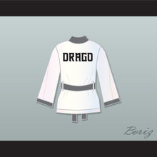 Load image into Gallery viewer, Viktor Drago White and Gray Satin Half Boxing Robe Creed II