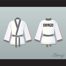 Load image into Gallery viewer, Viktor Drago White and Gray Satin Half Boxing Robe Creed II