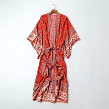 Load image into Gallery viewer, Vintage Chic Beach Cardigan Sashes Jacket kimono Floral Print Boho Long Shirt Jacket Women Cardigans Tops chaquetas mujer 2019