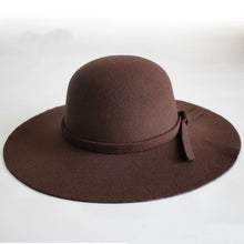Load image into Gallery viewer, Vintage Lady Womens Wide Brim Wool felt Hat Floppy Felt Bowler Cloche Cap
