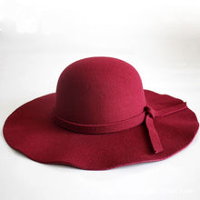 Load image into Gallery viewer, Vintage Lady Womens Wide Brim Wool felt Hat Floppy Felt Bowler Cloche Cap