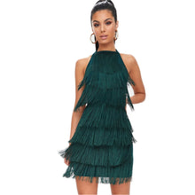 Load image into Gallery viewer, Vintage Vestido 1920s Flapper Girl Fancy Dress 2019 Great Gatsby Dress Costumes Slash Neck Tiered Fringe Swing Party Dress