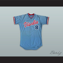 Load image into Gallery viewer, Visalia Oaks 8 Light Blue Baseball Jersey