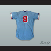 Load image into Gallery viewer, Visalia Oaks 8 Light Blue Baseball Jersey