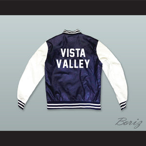 Vista Valley High School Navy Blue and White Lab Leather Varsity Letterman Jacket