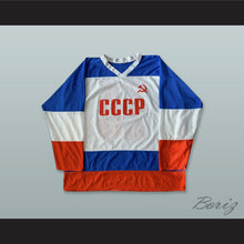 Load image into Gallery viewer, Vladislav Tretiak 20 CCCP White Red and Blue Hockey Jersey