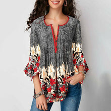 Load image into Gallery viewer, Vogue Women Summer Tunic Ruffle Sleeves Floral Print Slim Casual Tops T Shirts Hem Fashion