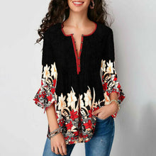 Load image into Gallery viewer, Vogue Women Summer Tunic Ruffle Sleeves Floral Print Slim Casual Tops T Shirts Hem Fashion