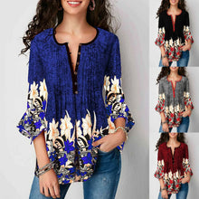 Load image into Gallery viewer, Vogue Women Summer Tunic Ruffle Sleeves Floral Print Slim Casual Tops T Shirts Hem Fashion