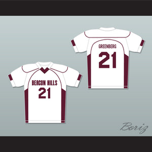 Greenberg 21 Beacon Hills Cyclones Lacrosse Jersey Teen Wolf White