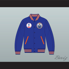 Load image into Gallery viewer, WHA Alberta Blue Varsity Letterman Jacket-Style Sweatshirt 1
