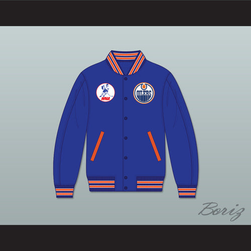 WHA Alberta Blue Varsity Letterman Jacket-Style Sweatshirt 1
