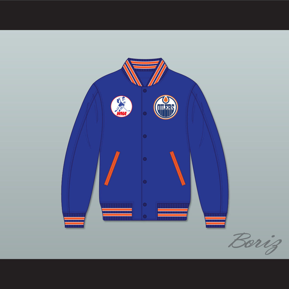 WHA Alberta Blue Varsity Letterman Jacket-Style Sweatshirt 1