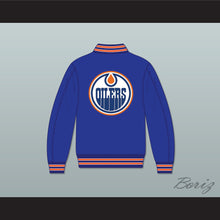 Load image into Gallery viewer, WHA Alberta Blue Varsity Letterman Jacket-Style Sweatshirt 1