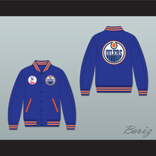 Load image into Gallery viewer, WHA Alberta Blue Varsity Letterman Jacket-Style Sweatshirt 1