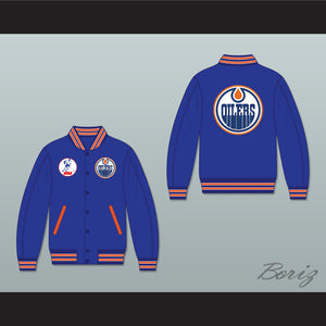 WHA Alberta Blue Varsity Letterman Jacket-Style Sweatshirt 1