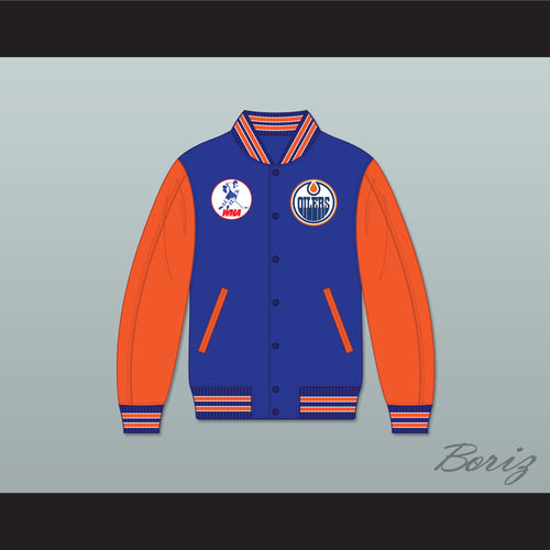 WHA Alberta Blue and Orange Varsity Letterman Jacket-Style Sweatshirt 1