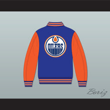 Load image into Gallery viewer, WHA Alberta Blue and Orange Varsity Letterman Jacket-Style Sweatshirt 1
